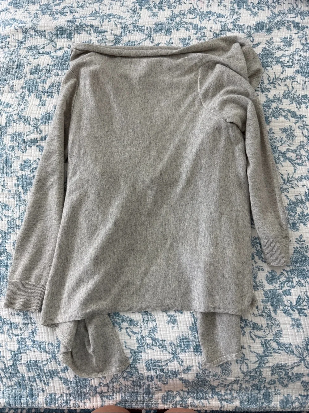Vineyard Vines Light Gray Open-Front Draped Cardigan
